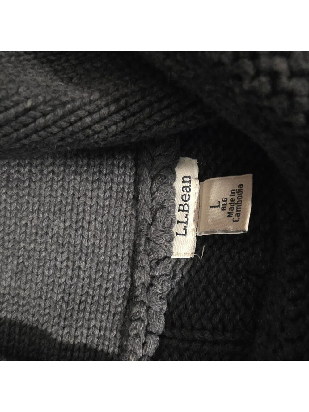 L.L.Bean Gray Cable Knit Hoodie Sweater Size Large